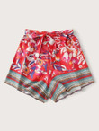 Women Floral & Tribal Print Belted Shorts
