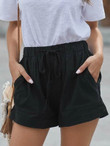 Women Pocket Side Drawstring Waist Shorts