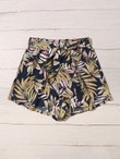 Women Tropical Print Self Belted Shorts
