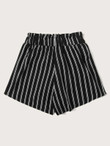 Women Vertical Stripe Belted Shorts