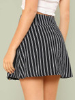 Pinstripe Mini Skirt With Lace Up Detail