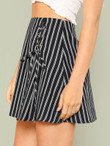 Pinstripe Mini Skirt With Lace Up Detail