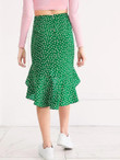 Polka-Dot Ruffle Asymmetrical Hem Skirt