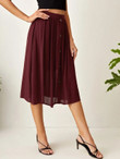 Women Button Front Solid Flare Skirt