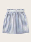 Button Front Pocket Striped Belted Skirt