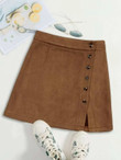 Women Solid Button Front Skirt