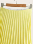 Solid Side Zipper Pleated Midi Skirt