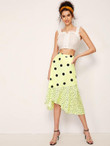 Polka Dot Asymmetrical Hem Skirt