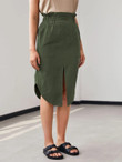 Women Paperbag Waist Split Hem Skirt