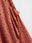 Women Elastic Waist Asymmetrical Ruffle Hem Dot Print Skirt