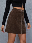 Women Zip Up Velvet Skirt