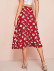Asymmetrical Ruffle Hem Wrap Floral Skirt