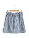 Gingham Pocket Drawstring Waist Skirt
