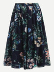 Tropical Print Pleated Skirt