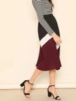 Color-Block Pleated Zip Detail Skirt