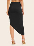 Solid Asymmetrical Hem Knotted Skirt With Line