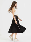 Stripe Side Pleated Skirt