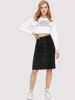 Button Up Cord Skirt