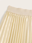 Satin Solid Elastic Waist Pleated Skirt