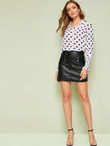 Button Front Faux Leather Skirt
