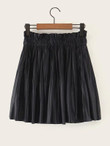PU Paperbag Waist Mini Pleated Skirt