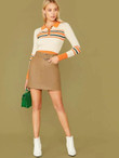 Woven Faux Leather Belted Mini Skirt
