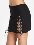 Double Slit Lace Up Mini Skirt