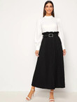 Paperbag Waist Belted Pleated Skirt