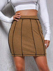 Women Stitch Trim High Waist Skirt