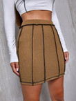 Women Stitch Trim High Waist Skirt