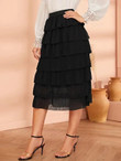 Glitter Waistband Pleated Layered Skirt