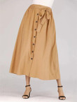 Knot-Front Button Decoration Elastic Waist Skirt