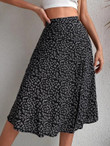 Women Ditsy Floral Print Split Thigh Skirt