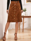 Button Up Suede Skirt