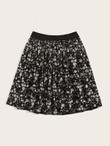 Ditsy Floral Print Elastic Waist Skirt
