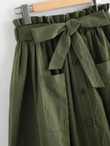 Paperbag Waist Pocket Front Buttoned Utility Skirt