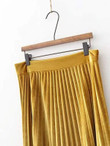 Solid Pleated Velvet Skirt