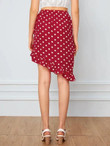 Polka-Dot Asymmetrical Layered Ruffle Trim Skirt