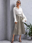 Women Satin High Waist A-line Skirt