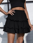 Women Frill Trim Solid Skirt