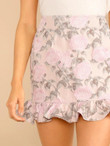 Textured Floral Ruffle Hem Skirt