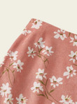 Floral Print Split Hem Cord Skirt