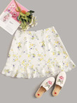 Ditsy Floral Print Flounce Hem Skirt