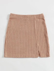 Women Split Hem Textured Knit Skirt