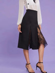Lace Godet Panel Midi Skirt