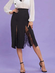 Lace Godet Panel Midi Skirt