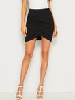 Solid Wrap Bodycon Skirt