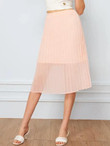 Solid Elastic Waist Pleated Midi Skirt