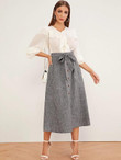 Self Belted Buttoned Front Skirt