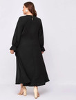 Women Plus Size Flounce Sleeve Lace Panel Maxi Dress